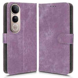 hdqICase Case Compatible with vivo V50 Lite 4G/V50 Lite 5G, RFID Block Magnetic Flip Leather Shockproof Protective Cover with Card Slots, Kickstand Purple