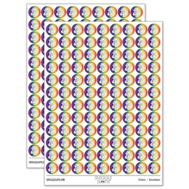 Striped Zebra Head 200+ Round Stickers - Gloss Finish - 0.50" Size - Rainbow