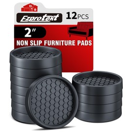 Ezprotekt Non Slip Furniture Pads, 12 Pcs 2" Anti Skid Rubber Furniture Caster Cups, Anti-Slip Furniture Coasters for Hardwood Floors, Anti Slide Floor Protectors for Bed Couch Stoppers (Black)
