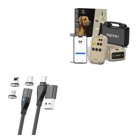 BoxWave Cable Compatible with PATPET 930 Dog Training Collar - MagnetoSnap PD AllCharge Cable (100W), Magnet Charging Braided USB Type-C Micro - Jet Black