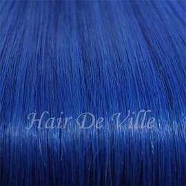 25 Strands 22" Long Micro Loop Ring Beads I Tip Indian Remy Human Hair Extensions #1 Jet Black Color 0.8g Each (# Blue)