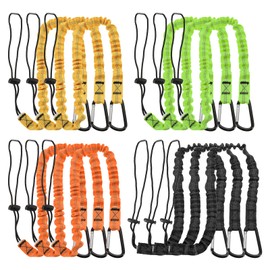 MECCANIXITY Retractable Tool Lanyard 2ft with Single Aluminum Buckle and Adjustable Loop End, Maximum Weight Limit 10KG / 22lb, Safety Fall Protection Tools Leash, 4 Colors 12 Pack
