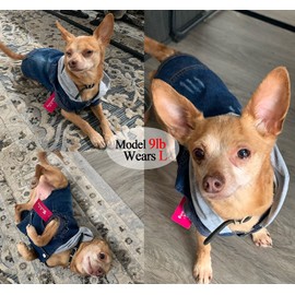Pet Clothes Dog Jeans Jacket Cool Blue Denim Hoodie Coat, Puppy Clothing Shirt Costume, Doggy Vintage Washable Lapel Vest, Dog Classic T-Shirt Apparel for Small Medium Dogs Cats (Blue, X-Small)