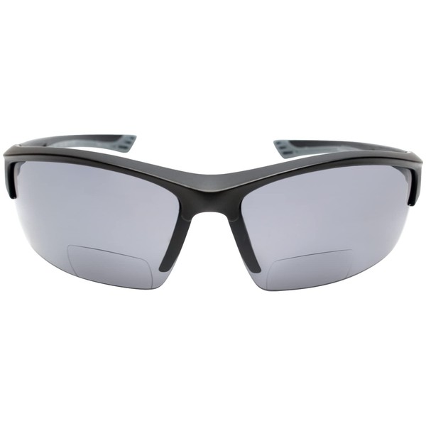 Calabria Sport 202BF Gafas de seguridad bifocales para lectura + 2,50 negro mate envolvente tintado irrompible protección UV