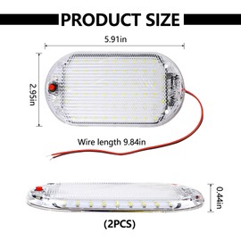 wuyaoyao 2PCS Dome Light for RV Interior, 60 LEDs Ultra Bright RV Ceiling Light with Switch Control, Car 12V LED Light, Universal RV Interior Lighting for Car Van Truck Camper Boat