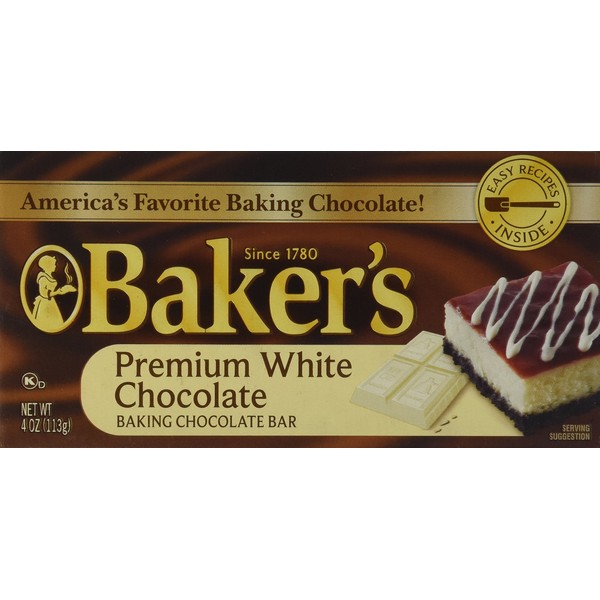 Baker's, Premium White Chocolate Baking Bar, 4oz Bar (Pack of 4)