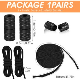 Grevosea No Tie Shoelaces for Adults, Elastic Shoe Laces for Sneakers Adjustable Flat Tieless Shoes Strings(Black)