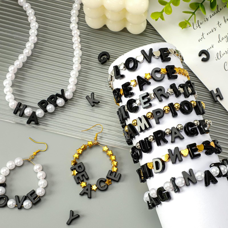 400Pcs Black Large Alphabet Letter Beads for Chunky Jewelry Crafts