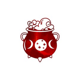 Witch Cauldron Decal Vinyl Sticker Auto Car Truck Wall Laptop | Red Holographic | 5" x 5.5"