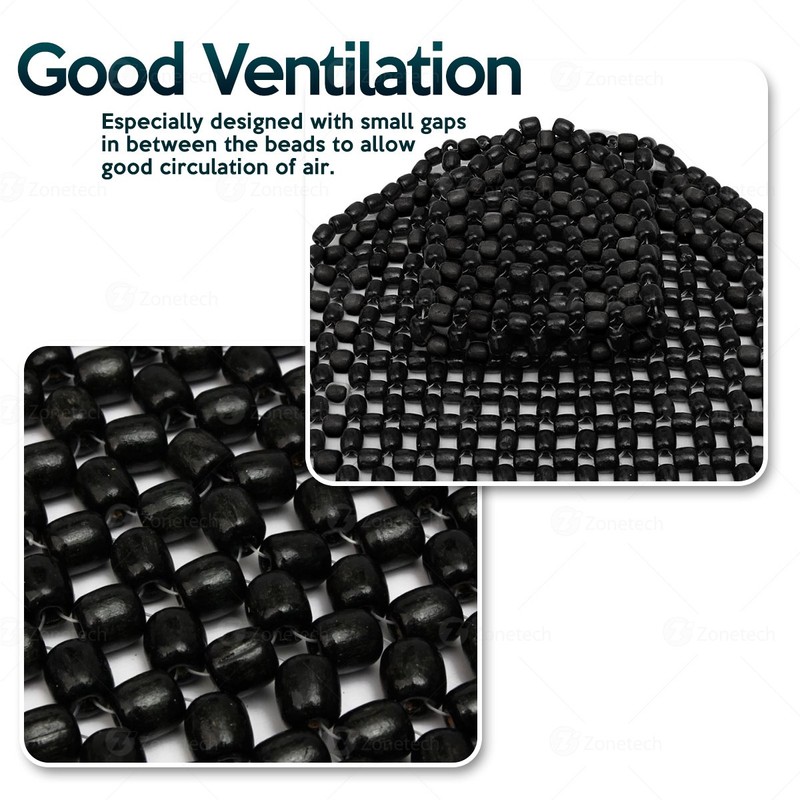 ZONETECH Wood Beaded Seat Cushion, Premium Quality, Black, Car Massaging,