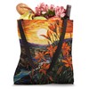 Amazing Tiger Lily Mosaic Art Abstract Sunset Background Tote Bag