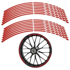 SEMINISMAR Rim Sticker, Reflective Wheel Rims Strip Sticker, Complete Set, Rim Edge Sticker, Rim Tape, Motorcycle, Bicycle, Car, Red Motorcycle Sticker Complete Set, Red