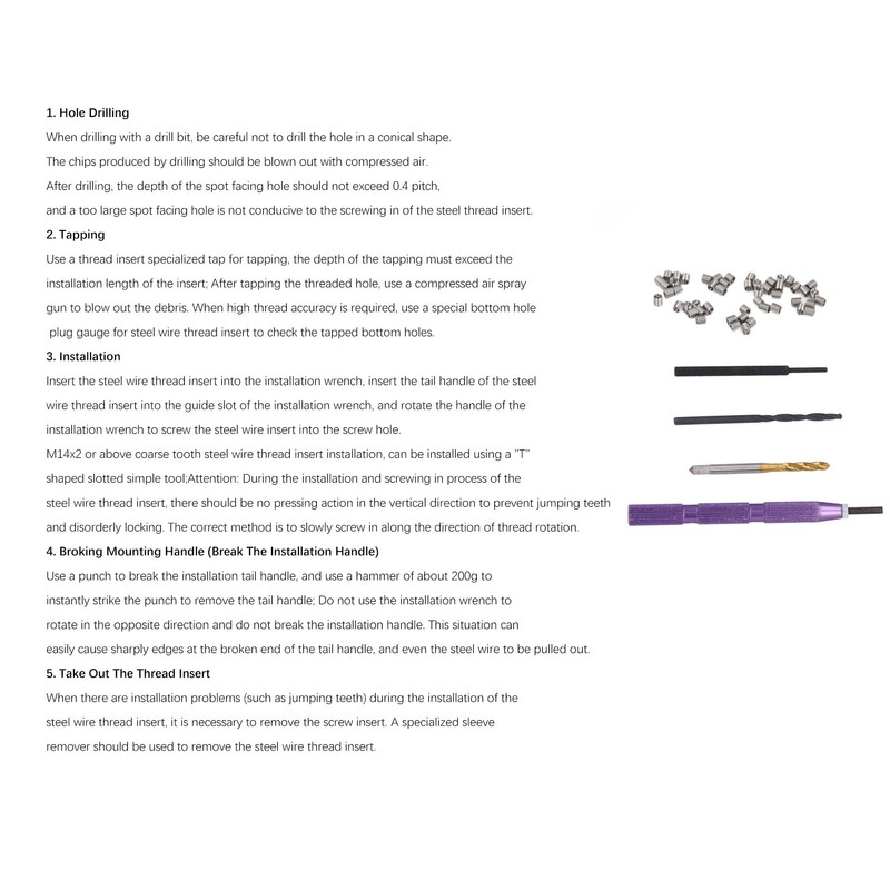 54 Pcs Thread Repair Kit M3x0.5x2D Thread Inserts Damaged Threads