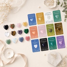 12 Heart Shaped Crystals + 12 Information Cards