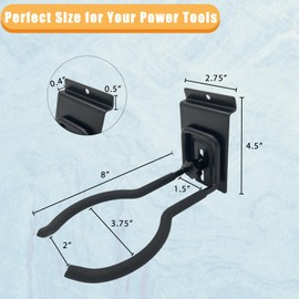 Juformin Adjustable Slatwall Hooks, Lockable Slatwall Weedeater Hanger, String Trimmer Hanger, Power Tool Hanger for slatwall Accessories, Utility Hooks for Garage Storage 8" 4 Pcs