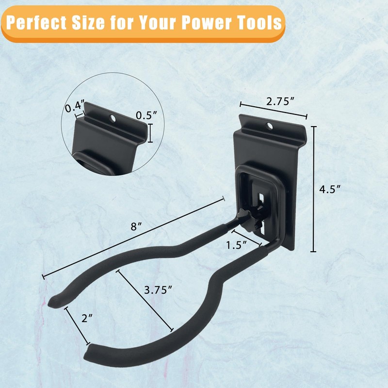 Juformin Adjustable Slatwall Hooks, Lockable Slatwall Weedeater Hanger, String Trimmer