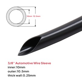 Sonoreboom 3/8'' - 13 FT Vehicle Electrical Wire Black PVC Sleeving - Solid Plastic Wire Sheath Flexible Unshrinkable Tubing Management, Protector and Cover