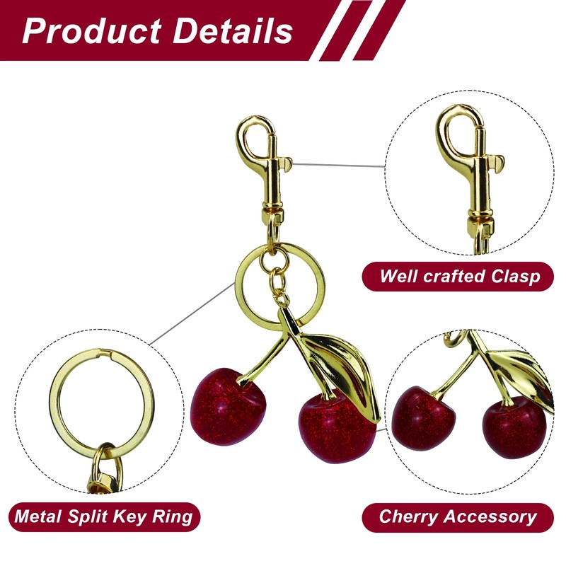Pejnl Cherry Bag Charm Cute Cherry Accessories Clip for Handbags