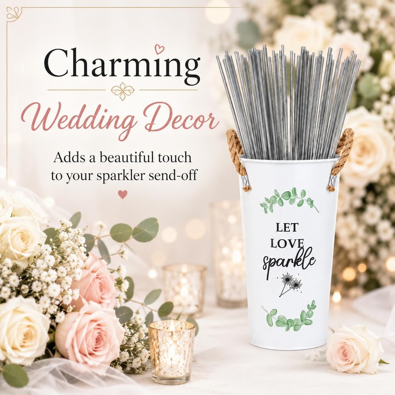 Wedding Sparkler Buckets, 2 Pack Metal Holders