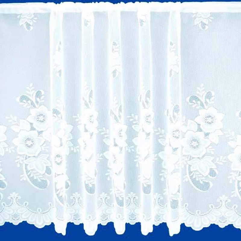 Maple Textiles Luxury Brilliant White Meghan Floral Patterned Net Curtain