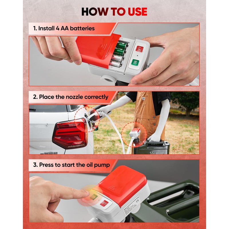 Saker Portable Fuel Pump, Automatic Fuel Transfer Pump with Auto-Stop,