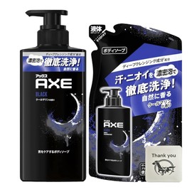 AXE Black Men's Body Soap Bottle, 13.1 oz (370 g) + 1 Refill, 9.9 oz (280 g), 1 + Bonus Kunutonn Original Logo