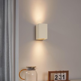 QAZQA - Moderne Wandleuchte Beige GU10 50 mm quadratisch 2-flammig - Sandy I Wohnzimmer I Schlafzimmer - Aluminium Rechteckig - LED geeignet GU10