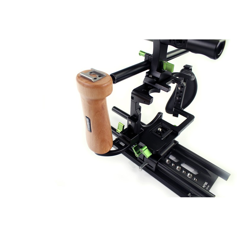 Lanparte Wooden Left Handle with NATO Rail for Camera Cages