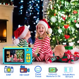 BlueFire Kids Camera Toys, 8MP HD Digital Camera for Kids, Mini 2 Inch Screen Children's Camera with Waterproof Case & 32GB SD Card, Christmas Birthday Toys for 4-12 Years Old Boys/Girls(Blue)