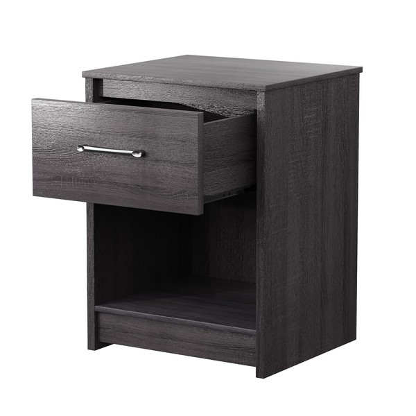 LDAILY Modern Nightstand, Wooden Bedside Table w/Storage Drawer, Open Compartment