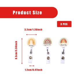 Bojueshaw 3 Pcs Rainbow Retractable Badge Reels,Durable ID Card Holder,Reel Clipss for Office,School,Nurse,Teacher,and Student Use(Style B)