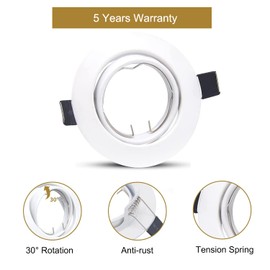 Wondlumi 6X Modern GU10 Downlights for Ceiling, Round White Frame for Recessed Ceiling Lights, 30°Tilt Swivel Spotlight Fittings with GU10 Lamp Holder