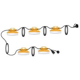LumeGen 50ft LED Temporary Work String Light - 50W, 1200 Lumens/Head, 5 Light Heads, 5000K Daylight, Portable, Linkable, IP65 Rated