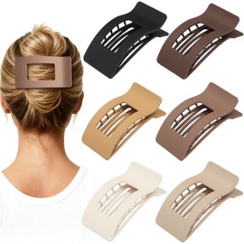 Artchita French Flat Hair Clips for Women 6pcs Hair Claw Clips for Thick or Thin Hair Matte Claw Clips for Girls Barrettes Non-Slip Strong Hold Hair Accessories for Women (Brown)