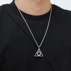 Hisatan Initial Necklace for Men, A-Z Letter Pendant Necklaces Silver Mens Stainless Steel Monogram Alhpabets Charm Gifts Jewelry, 24 inch Box Chain, Medium, Stainless Steel, No Gemstone