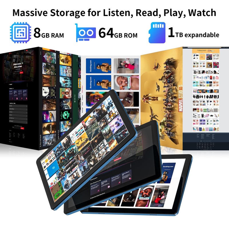10 inch Android 15 Tablet: Octa-Core, 8GB RAM 64GB, 7000mAh,