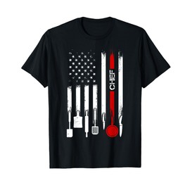 American Flag with Chef Tshirt for women men father T-Shirt