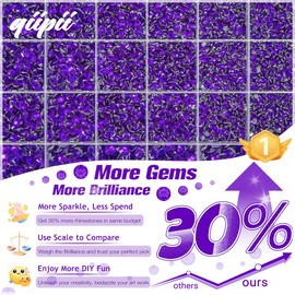 qiipii Diamantes de imitación de resina de cristal morado místico de 2 mm a 6 mm con pegamento de joyería B7000 para deslumbrar manualidades, piedras de parte trasera plana, diamantes de imitación