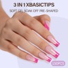 Misssix XBASICTIPS Uñas postizas francesas rosas, 150 unidades, largas y