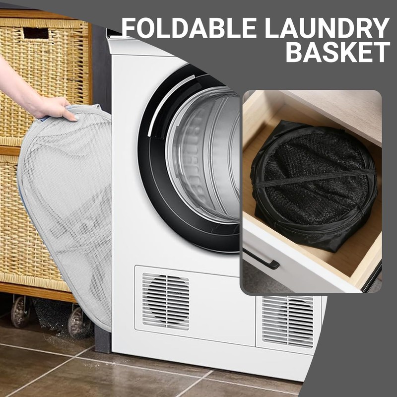 Collapsible Laundry Baskets, 3 Pack Mesh Pop-Up Laundry Hampers