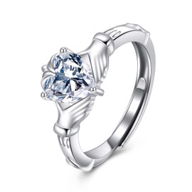 VONALA Ring for Women 925 Sterling Silver Sunflower/Celtic Knot/Claddagh/Hug/Rainbow/Rose Flowe/Moon and Star/Evil Eye Ring Jewelry Gift for Her, Small, Sterling Silver, Cubic Zirconia