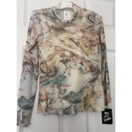 Art Class NWT ART CLASS GIRLS RUFFLE MOCK NECK LONG SLEEVE MESH TOP WITH CAMISOLE L 10-12