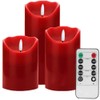 HEIOKEY 3 Pack Red Flickering Flameless Candle Set, Battery Operated