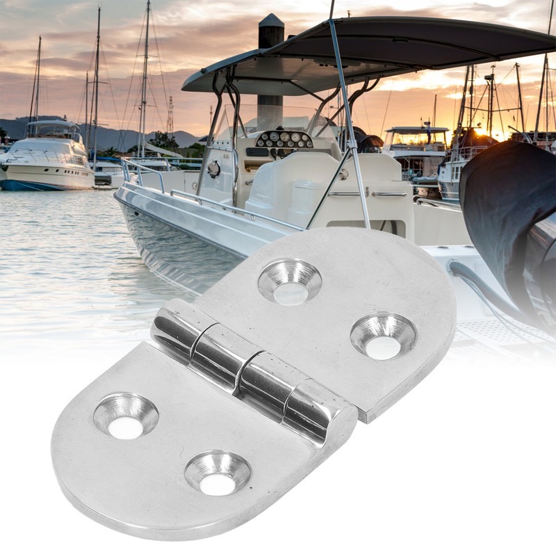 4PCS Door Hinge Silver 4 Holes 316 Stainless Steel Oval