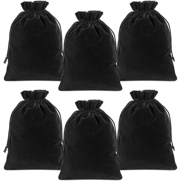 Lucky Monet 25/50/100PCS Velvet Drawstring Bags Jewelry Pouches for Christmas Birthday Party Wedding Favors Gift Candy Headphones Art and DIY Craft (50Pcs, Black, 5” x 7”)
