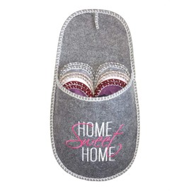 Lindong Christmas Felt Guest Slippers Set of 6 Felt Slippers with Non-Slip Sole Unisex Size 38/44 Suitable for Many Guests - Grey -