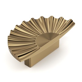 Haliwu 2 Pack Half Moon Cabinet Pulls Champagne Bronze Kitchen Handles, Semicircle 32mm(1-1/4inch) Hole Center Spacing Dresser and Drawer Hardware