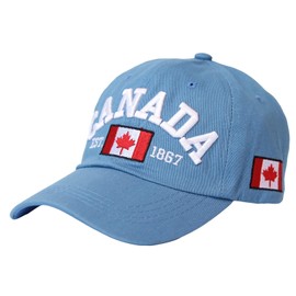 WITHMOONS Baseball Cap Canada Maple Leaf Flag Embroidery Dad Hat LX1382 (SkyBlue)