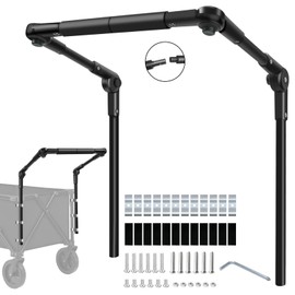 MiHeeHome 3rd Gen Wagon Push Handle - Adjustable for Round Metal Frames ONLY (NOT Square/Rectangle) - Fits Sekey Wagons & Folding Wagons (Excludes Sliding Lock Systems)