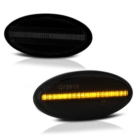 VIPMOTOZ Amber LED Strip Side Marker Light Indicator Lamp For 2011-2014 Mazda 2 2004-2009 Mazda3 2006-2010 Mazda5 Front Fender Turn Signal Lamp, Smoked Lens, 2-Piece Driver & Passenger Side Set